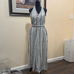 Easel Striped Halter Neck Jumpsuit